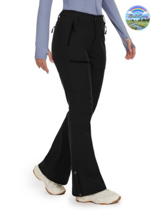Pants - Womens Ski Snow Pants Fleece Lined Softshell Winter Flared Cargo